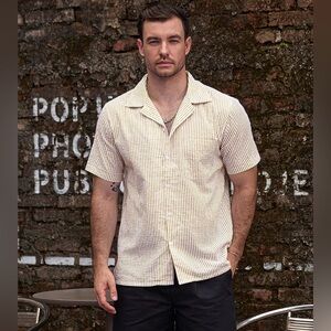 VATPAVE Mens Striped Short Sleeve Casual Button Down Shirt